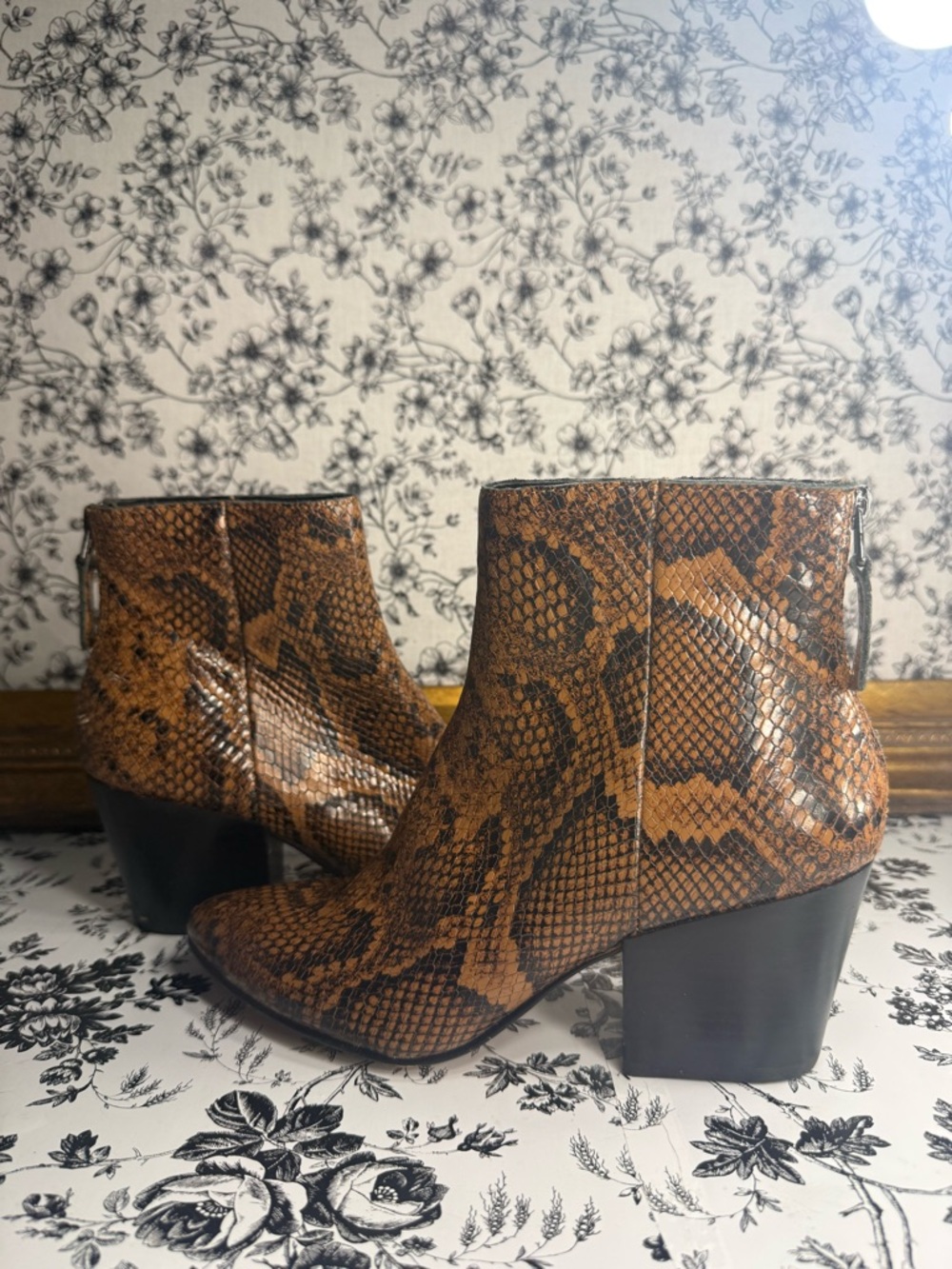Dolce Vita Coltyn Snakeskin Embossed Ankle Booties Sz 7 🐍✨